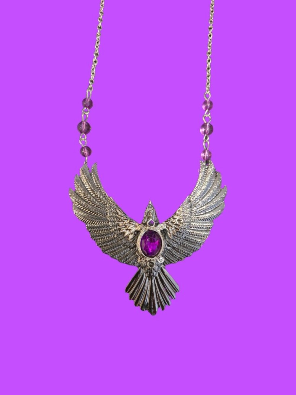 Eagle w Purple stone Necklace~